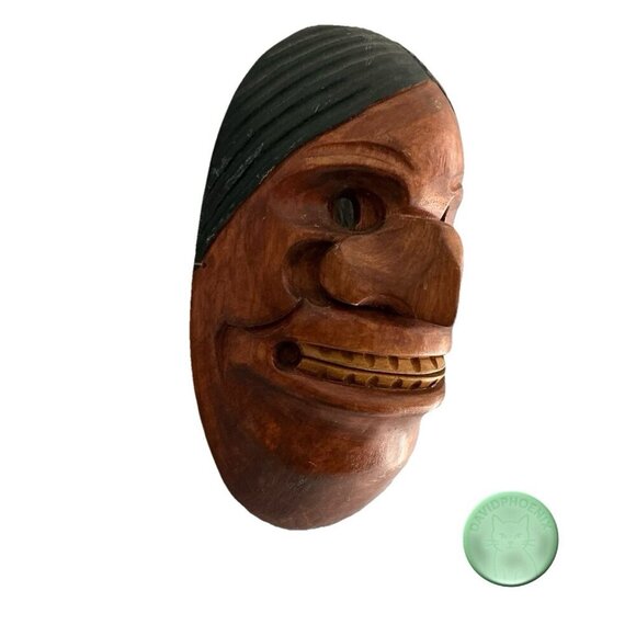 Handmade Wooden Wall Mask Colombia Inspired by Maya Indigenous Tribe Ethnic Art - Picture 4 of 5